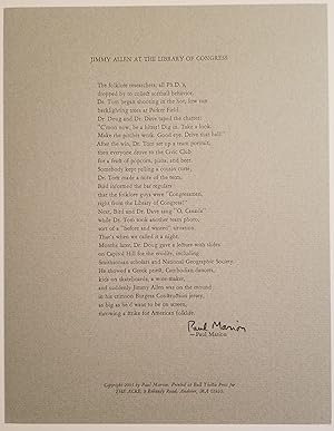 JIMMY ALLEN AT THE LIBRARY OF CONGRESS A Poem