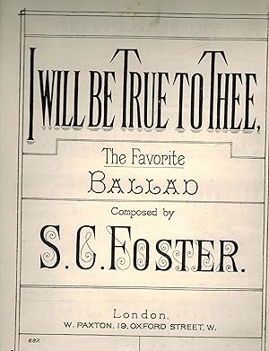 I Will be True to Thee - Favorite Ballad - Vintage Sheet Music