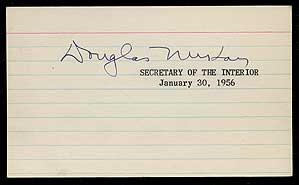 Signature of the Secretary of the Interior Douglas J. McKay