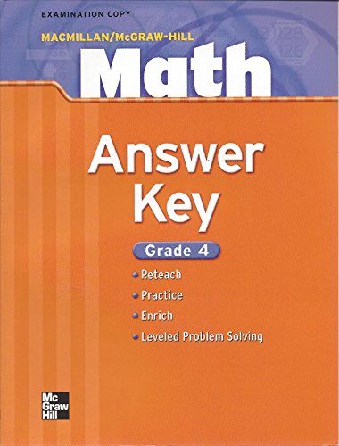 MacMillan / McGraw-Hill Math, Grade 4: Answer Key: Schools