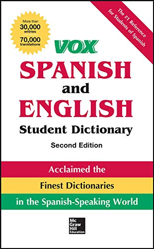 VOX Spanish and English Student Dictionary, Hardcover, 2nd Edition