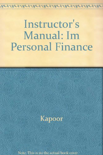 Instructor's Manual : Personal Finance : Sixth Edition.