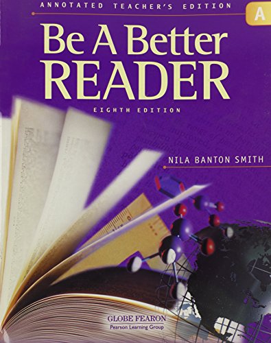 Globe Fearon Be a Better Reader Level a Annotated Teacher Edition 2003c