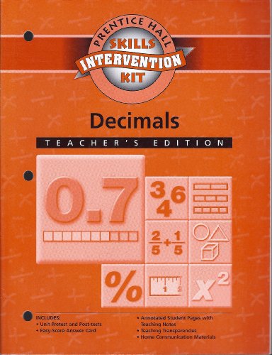 Decimals Intervention Unit Workbook Teachers Edition: Part of Ma