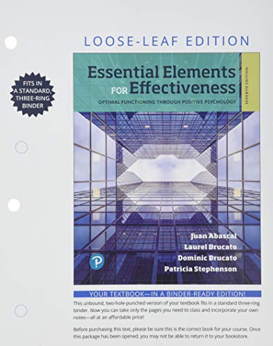 Essential Elements for Effectiveness for Miami Dade College -- Loose-Leaf Edition
Essential Elements for Effectiveness for Miami Dade College -- Loose-Leaf Edition