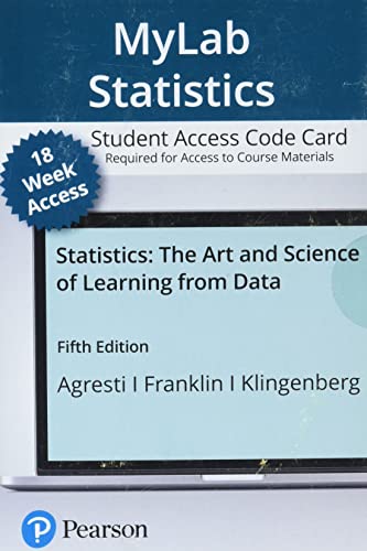 MyLab Statistics with Pearson eText -- Access Card -- for Statistics: The Art and Science of Learning from Data (18-Weeks)
MyLab Statistics with Pearson eText -- Access Card -- for Statistics: The Art and Science of Learning from Data (18-Weeks)