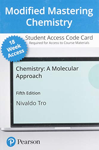 Modified Mastering Chemistry with Pearson Etext -- Access Card -- For Chemistry: A Molecular Approach (18-Weeks)
Modified Mastering Chemistry with Pearson Etext -- Access Card -- For Chemistry: A Molecular Approach (18-Weeks)