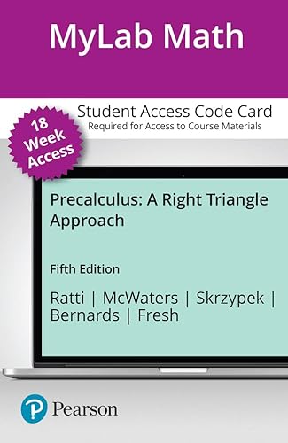MyLab Math with Pearson eText -- 18-Week Access Card -- for Precalculus: A Right Triangle Approach
MyLab Math with Pearson eText -- 18-Week Access Card -- for Precalculus: A Right Triangle Approach