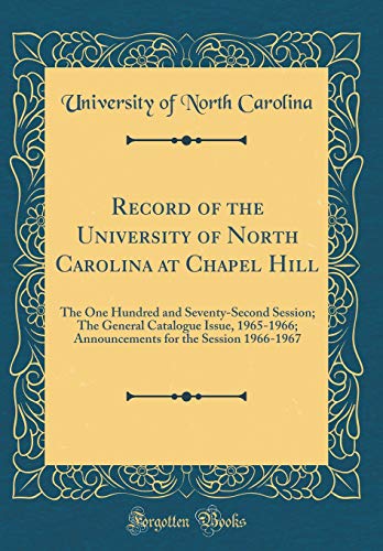 ISBN 9780260000026 product image for Record of the University of North Carolina at Chapel Hill: The One Hundred and S | upcitemdb.com