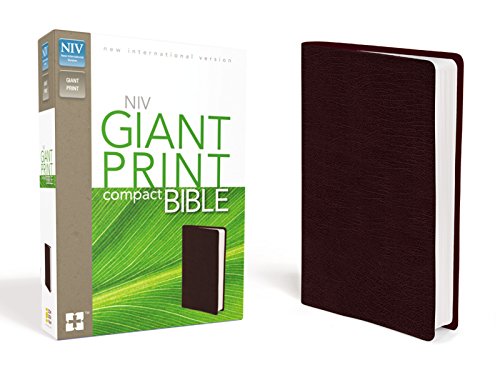 NIV, Giant Print Compact Bible, Leather-Look, Burgundy