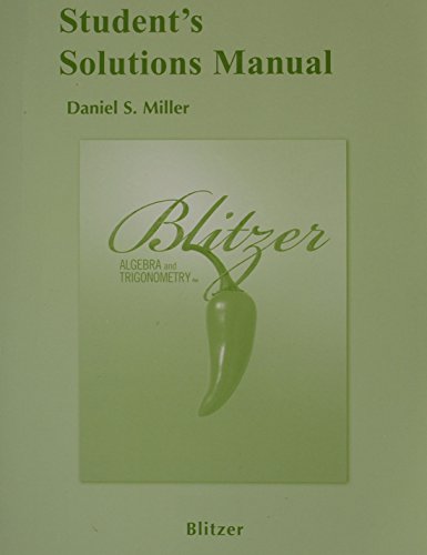 Student Solutions Manual for Algebra and Trigonometry
