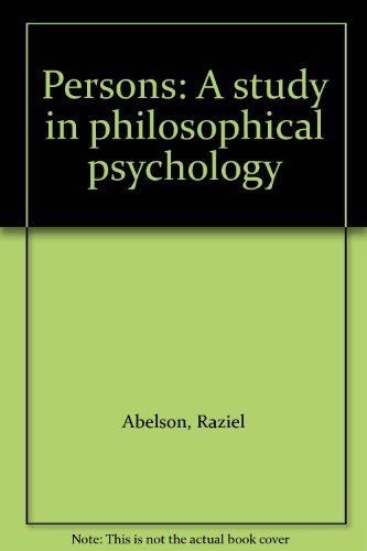 Persons. A Study in Philosophical Psychology