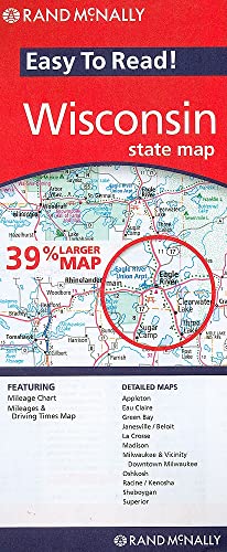 Easy To Read: Wisconsin State Map (Rand McNally Easy to Read!)