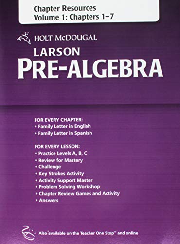 Holt McDougal Larson Pre-Algebra: Chapter Resources, Volume 1 (Chapters 1-7)