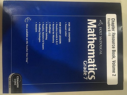 Holt McDougal Mathematics: Resource Book with Answers Grade 7 Volume 2