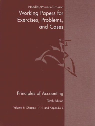 Principles Of Accounting And Principles Of Financial Accounting Working Papers Volume One Tenth E...