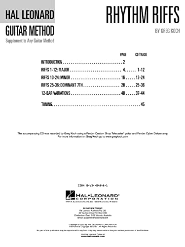 Rhythm Riffs: Over 200 Riffs in All Styles Hal Leonard Guitar Method (Hal Leonard Guitar Method (Songbooks))
Rhythm Riffs: Over 200 Riffs in All Styles Hal Leonard Guitar Method (Hal Leonard Guitar Method (Songbooks))
