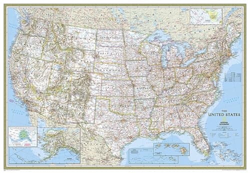 

National Geographic: United States Classic Enlarged Wall Map - Laminated (69.25 x 48 inches) (National Geographic Reference Map)