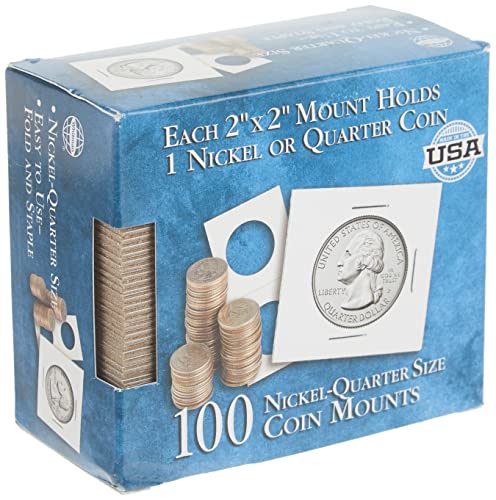 Nickel-Quarter 2x2 Mylar Protective Coin Covers: 100 Count