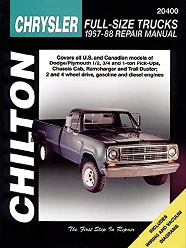 Chrysler: Full-Size Trucks 1967-88 (Chilton's Total Car Care Repair Manuals)
Chrysler: Full-Size Trucks 1967-88 (Chilton's Total Car Care Repair Manuals)