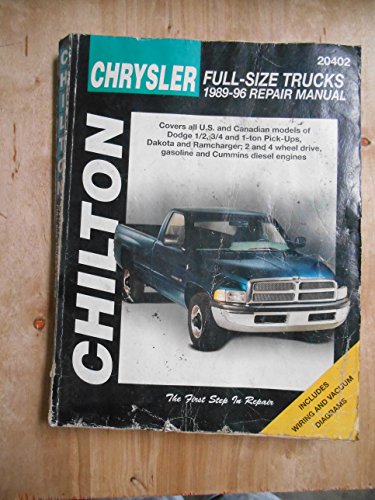 Chrysler Full-Size Trucks, 1989-96 (Chilton Total Car Care Series Manuals)
Chrysler Full-Size Trucks, 1989-96 (Chilton Total Car Care Series Manuals)