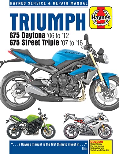 Haynes Triumph 675 Daytona '06 to '12 & 675 Street Triple '07 to '16 Service & Repair Manual
Haynes Triumph 675 Daytona '06 to '12 & 675 Street Triple '07 to '16 Service & Repair Manual