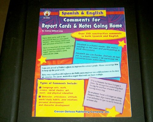 Spanish English Comments for Report Cards Notes Going Home, Grades K - 5
Spanish English Comments for Report Cards Notes Going Home, Grades K - 5