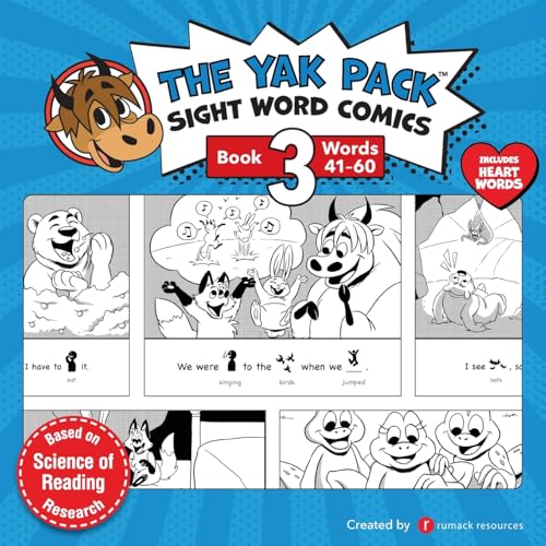 The Yak Pack: Sight Word Stories: Book 3: Comic Books to Practice Reading Dolch Sight Words (41-60) (The Yak Pack Comics Complete Series)
The Yak Pack: Sight Word Stories: Book 3: Comic Books to Practice Reading Dolch Sight Words (41-60) (The Yak Pack Comics Complete Series)