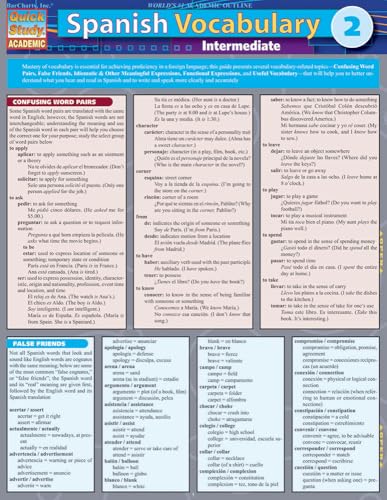 Spanish Vocabulary 2: Intermediate (Quick Study Academic)