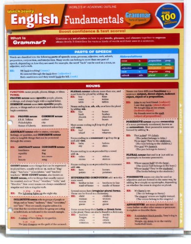 Quick Study Laminated Reference Guide - English Fundamentals