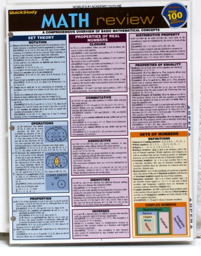 Quick Study Laminated Reference Guide - Math Review