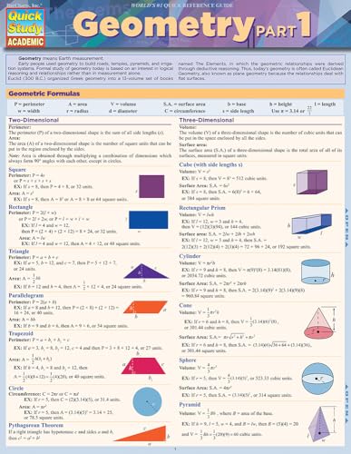 Geometry Part 1: Quickstudy Laminated Reference Guide (Quick Study Academic)
