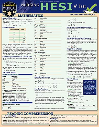 Nursing Hesi A2 : A Quickstudy Laminated Reference & Study Guide
