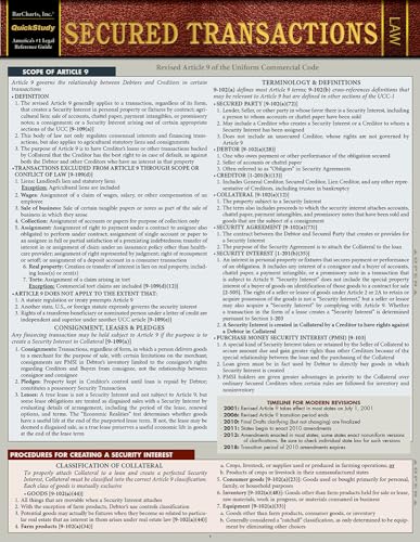 Secured Transactions (Quickstudy Reference Guide) Wall Chart