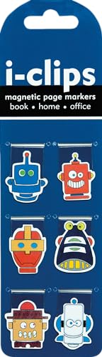 Robots i-Clips Magnetic Page Markers (Set of 6 Magnetic Bookmarks)