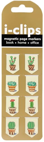Succulents i-Clips Magnetic Page Markers (Set of 8 Magnetic Bookmarks)