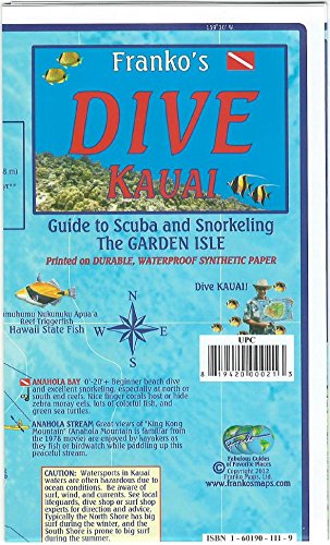 Kauai Hawaii Dive & Snorkeling Guide Franko Maps Waterproof Map