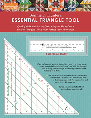 fast2cut (R) Bonnie K. Hunter`s Essential Triangle Tool: Quickly Make Half-Square, Quarter-Square, Flying Geese & Bonus Triangles (Fast2cut Templates)
fast2cut (R) Bonnie K. Hunter`s Essential Triangle Tool: Quickly Make Half-Square, Quarter-Square, Flying Geese & Bonus Triangles (Fast2cut Templates)