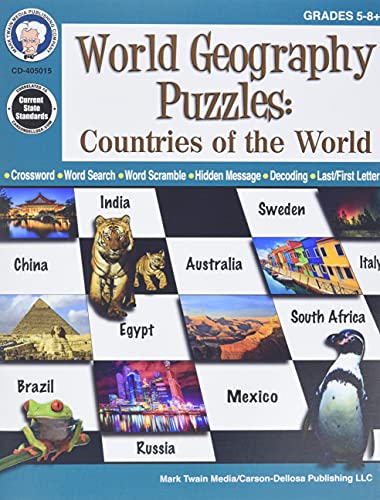 Mark Twain - World Geography Puzzles: Countries of the World, Grades 5 - 12
