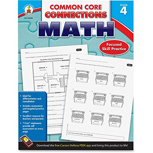 Carson-Dellosa Common Core Connections Math Workbook, Grade 4, Ages 9 -10, 96 Pages
Carson-Dellosa Common Core Connections Math Workbook, Grade 4, Ages 9 -10, 96 Pages