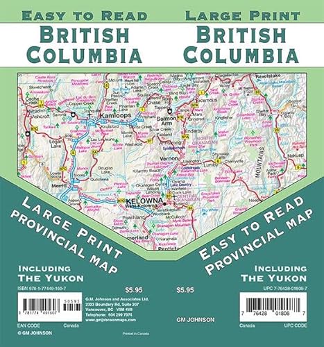 British Columbia Large Print / Yukon, Canada Province Map