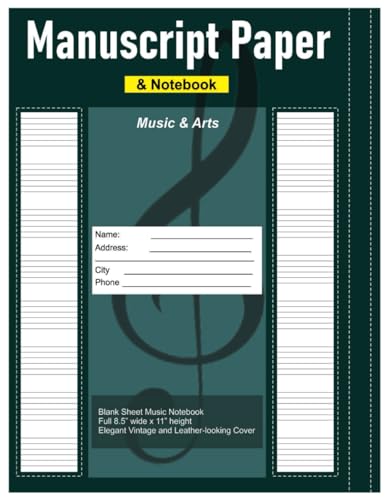 Blank Sheet Music Notebook: Manuscript Paper | 100+ Blank Staff Pages with Music Notation Guide, Notebook for Musicians - 8.5" x 11" Page Size
Blank Sheet Music Notebook: Manuscript Paper | 100+ Blank Staff Pages with Music Notation Guide, Notebook for Musicians - 8.5" x 11" Page Size