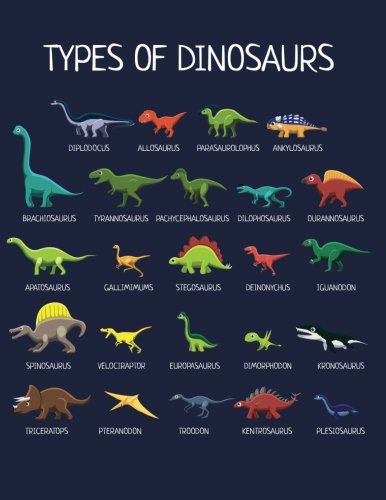 Types Of Dinosaurs: Dinosaur Notebook For Kids (Composition Book Journal) (8.5 x 11 Large)
Types Of Dinosaurs: Dinosaur Notebook For Kids (Composition Book Journal) (8.5 x 11 Large)