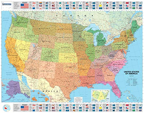 Michelin Map USA Political 15761 (Laminated, Rolled) (Not Folded)