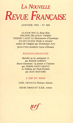 LA NOUVELLE REVUE FRANCAISE N°468 JANVIER 1992