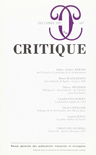 Revue Critique n.607