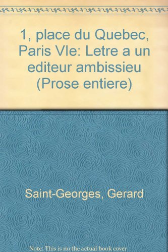 1, Place Du Quebec, Paris VIe: Letre a Un editeur Ambissieu *SIGNED*