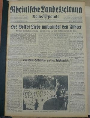 Rheinische Landeszeitung. Volksparole. Bergischer Beobachter, Bergische Zeitung, Solingen. August...