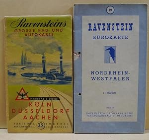 Ravensteins grosse Rad- und Autokarte. Köln. Düsseldorf Aachen Masstab 1:300.000 [dabei eine weit...