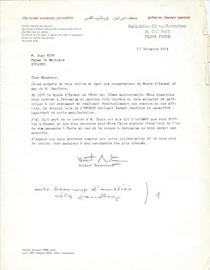 Maschinenschriftlicher Brief mit eigenhändiger Unterschrift an Joan Miro / Typewritten letter wit...